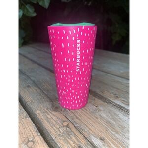 Starbucks Summer 2022‎ Hot Pink Strawberry Tumbler Travel Mug 12oz